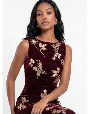 Maya Deluxe Embellished Velvet Dress
