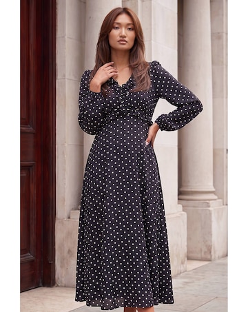 Roman Polka Dot Frill Midi Dress