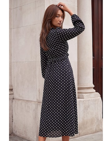 Roman Polka Dot Frill Midi Dress
