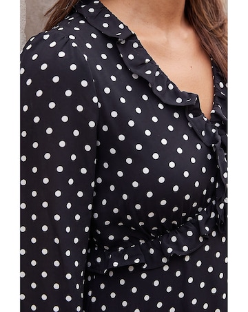 Roman Polka Dot Frill Midi Dress