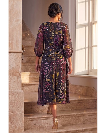 Roman Shimmer Pleat Neck Dress