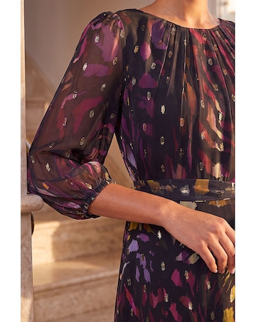 Roman Shimmer Pleat Neck Dress