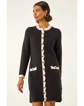 Roman Scalloped Button Down Knit Dress