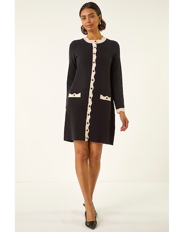 Roman Scalloped Button Down Knit Dress