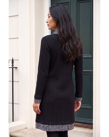 Roman Petite Leopard Collar Knit Dress