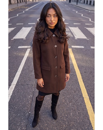 Roman Petite Collared Button Front Coat