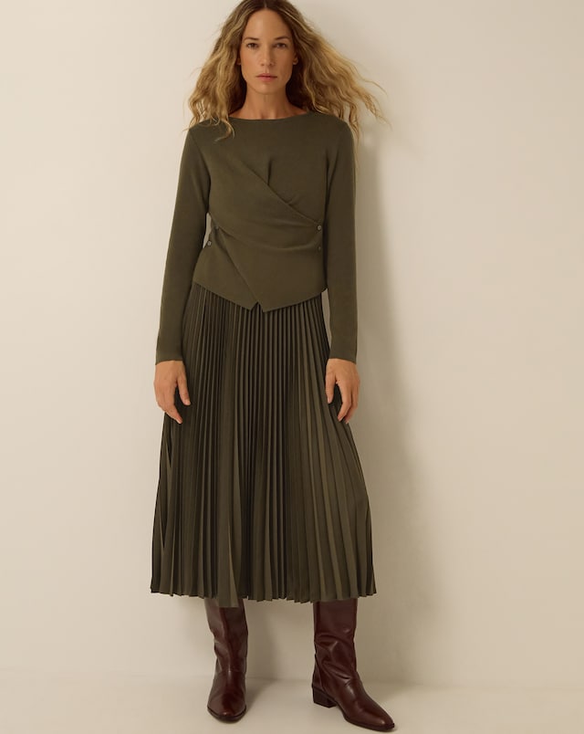 Monsoon Fiz Drape Pleated Midi Dress