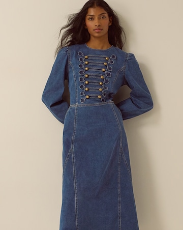 Monsoon Military Denim Midi Dress