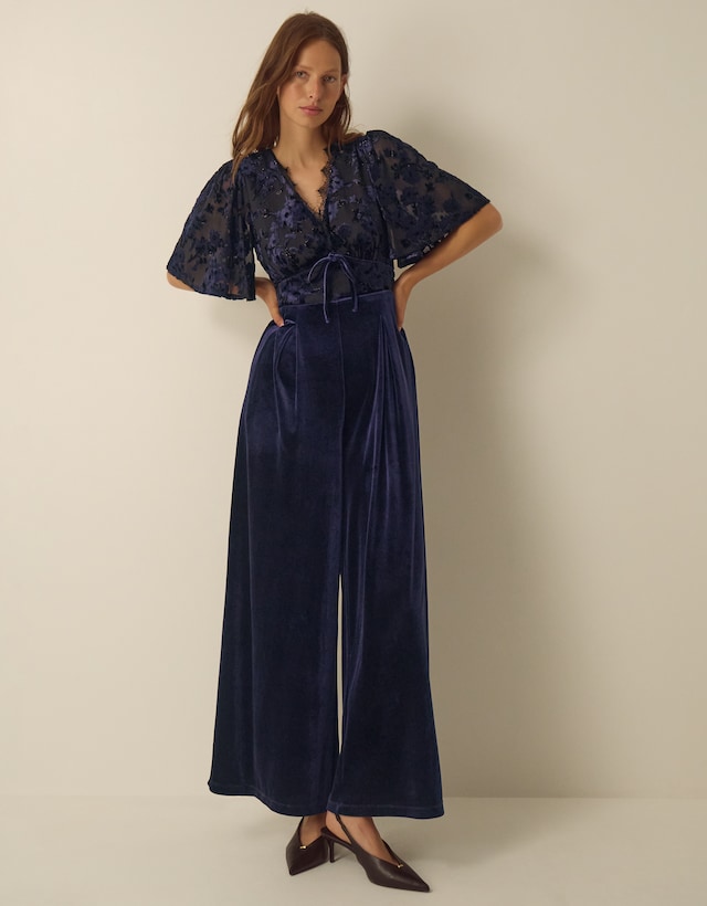 Monsoon Nadine Floral Velvet Jumpsuit