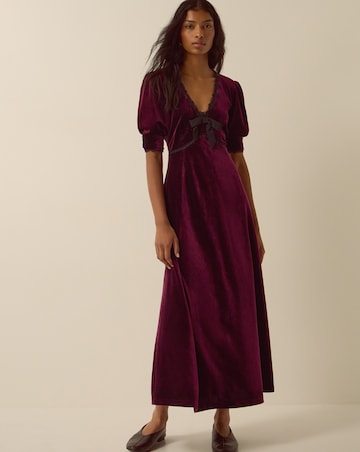Monsoon Vera V-Neck Velvet Midi Dress