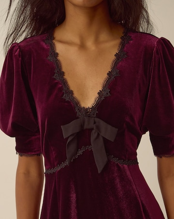 Monsoon Vera V-Neck Velvet Midi Dress