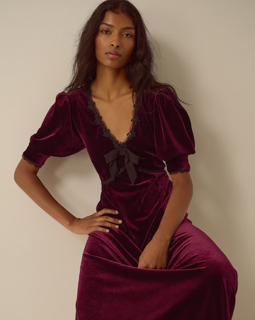 Monsoon Vera V-Neck Velvet Midi Dress