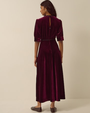 Monsoon Vera V-Neck Velvet Midi Dress