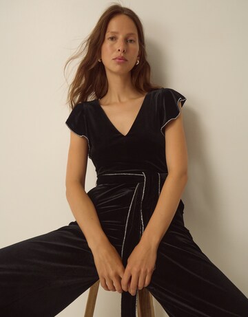 Monsoon Dionne V-Neck Velvet Jumpsuit