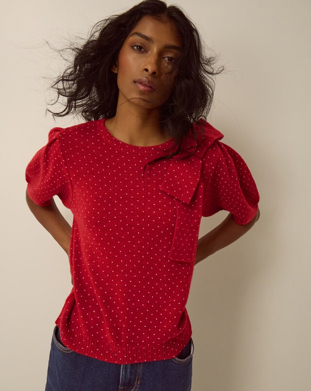 Monsoon Sue Polka Dot Bow Jumper