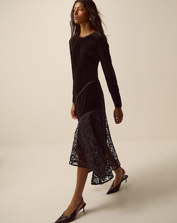 Monsoon Beatrix Velvet Lace Midi Dress