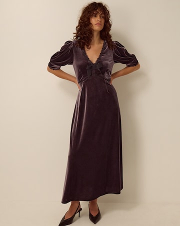 Monsoon Vera V-Neck Velvet Midi Dress