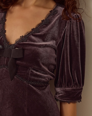 Monsoon Vera V-Neck Velvet Midi Dress