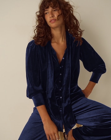 Monsoon Tessa Neck Tie Velvet Shirt
