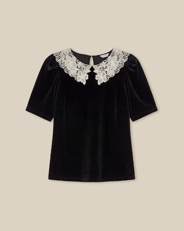 Monsoon Lenora Lace Collar Velvet Top