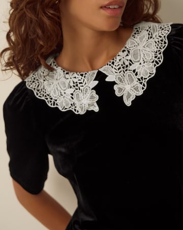 Monsoon Lenora Lace Collar Velvet Top