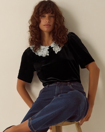 Monsoon Lenora Lace Collar Velvet Top