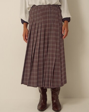 Monsoon Gracie Check Print Midi Skirt