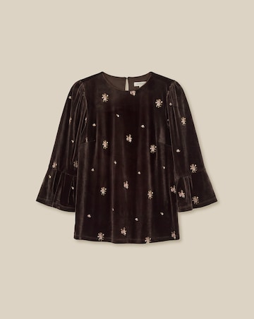 Monsoon Emilee Flute Sleeve Velvet Top