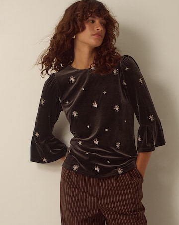 Monsoon Emilee Flute Sleeve Velvet Top