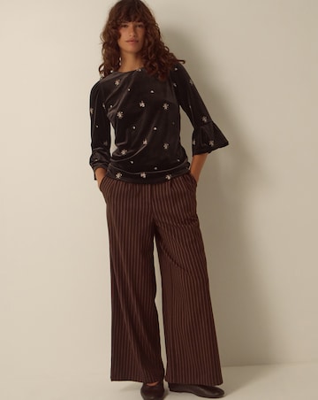 Monsoon Emilee Flute Sleeve Velvet Top