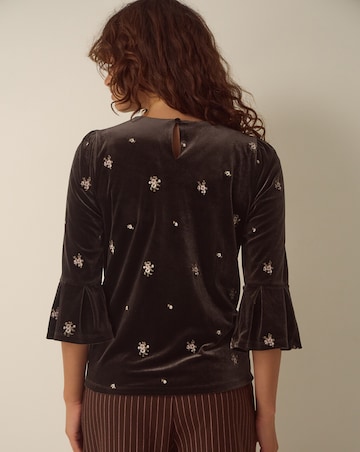Monsoon Emilee Flute Sleeve Velvet Top