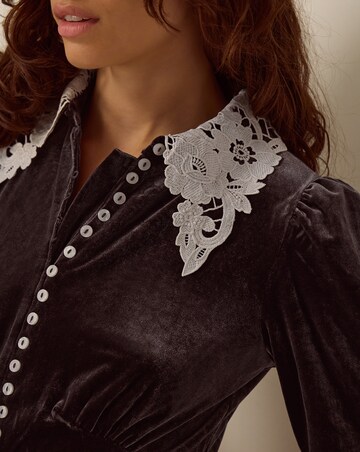 Monsoon Leith Lace Collar Velvet Dress