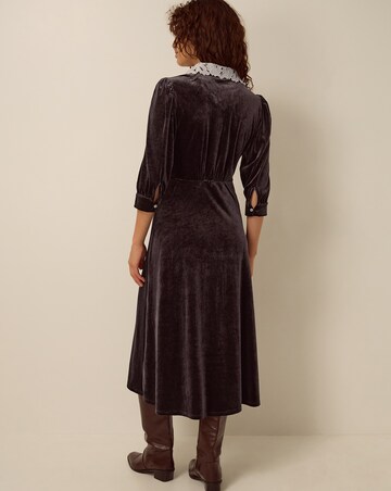 Monsoon Leith Lace Collar Velvet Dress