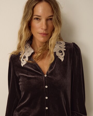 Monsoon Leith Lace Collar Velvet Shirt