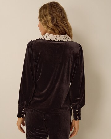 Monsoon Leith Lace Collar Velvet Shirt