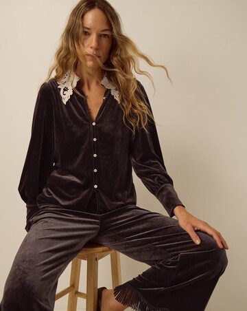 Monsoon Leith Lace Collar Velvet Shirt