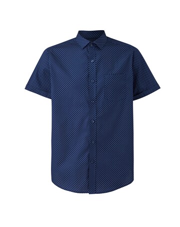 Navy Polka Dot Short Sleeve Shirt Long