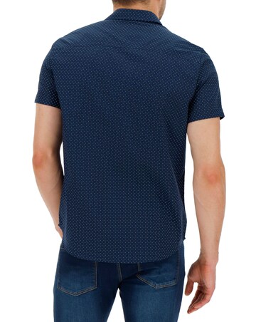 Navy Polka Dot Short Sleeve Shirt Long