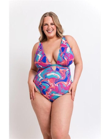 Curvy Kate Ibiza Reversible Non Wired Multiway Plunge Swimsuit Print Mix