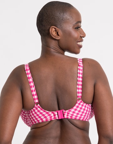 Curvy Kate Holiday Check Scooped Balcony Wired Bikini Top Raspberry Pink