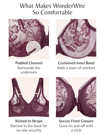 Glamorise Plus Size Lacey T-Back WonderWire Bra 9246