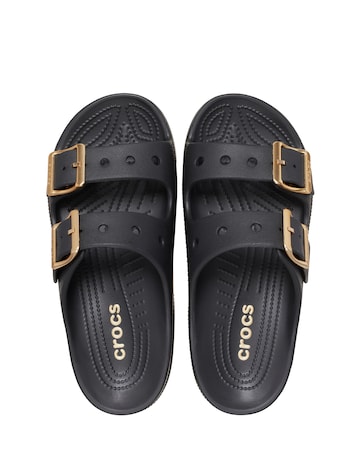 Crocs Black Metallic Buckle Sandal - Standard Fit