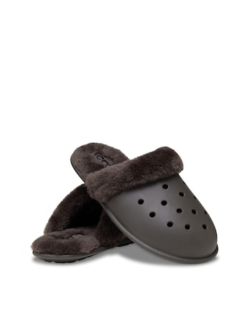 Crocs Dark Cocoa Classic Fuzz Scuff Slipper - Standard Fit