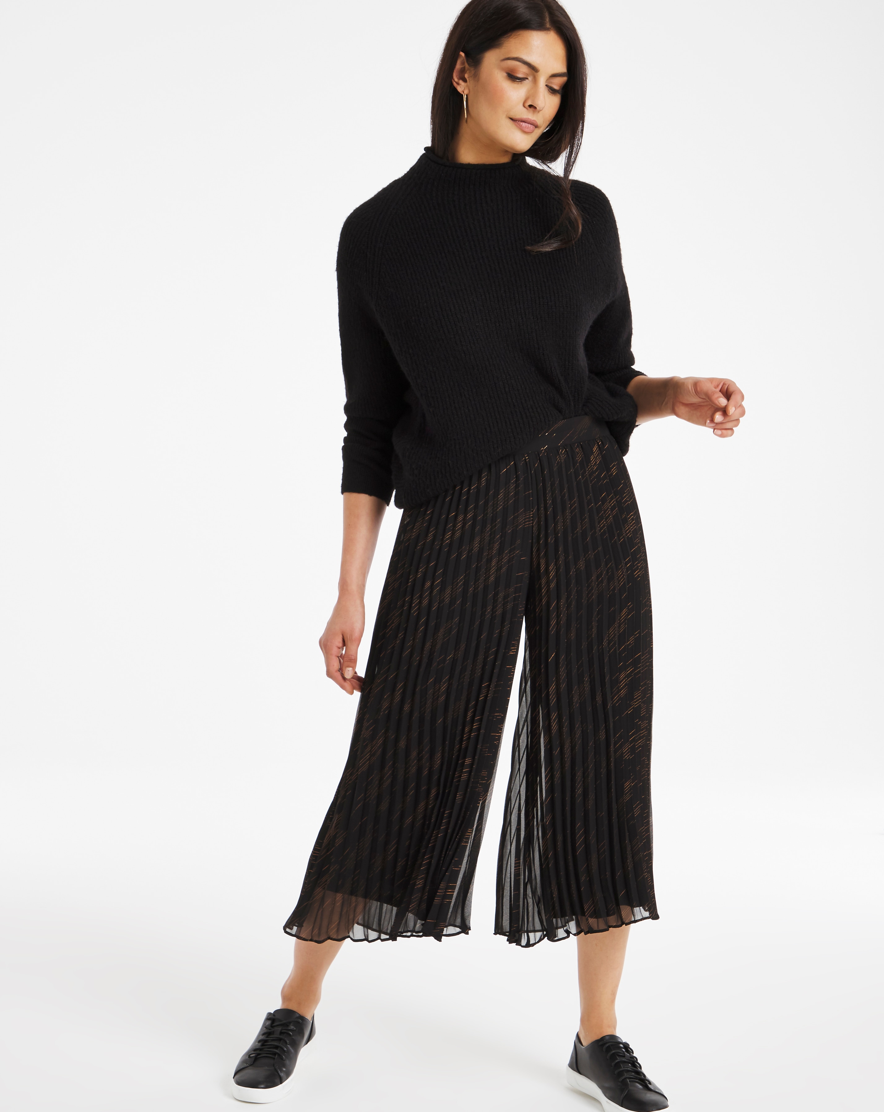Print Wide Leg Pleated Culottes | J D 