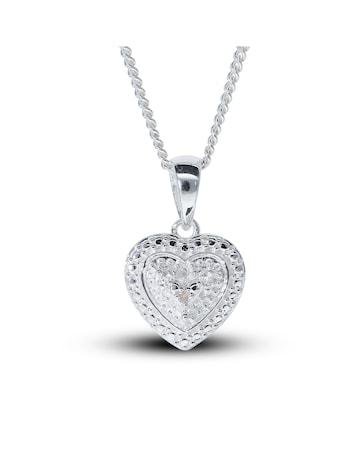 Sterling Silver Diamond Heart Earring & Pendant set