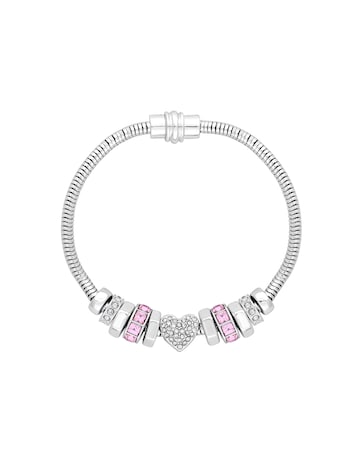 Lipsy Silver Heart Pink Magnetic Bracelet - Gift Boxed