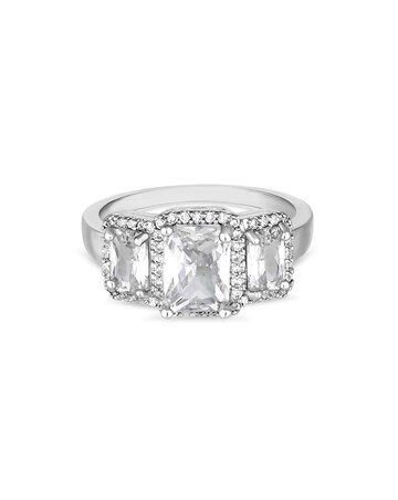 Jon Richard Rhodium Plated And Crystal Cubic Zirconia Ring