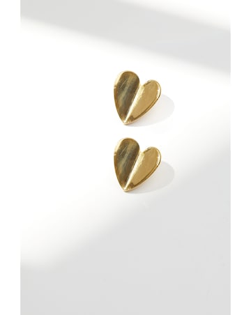 Simply Silver Recycled Gold Plated Sterling Silver 925 Heart Stud Earrings