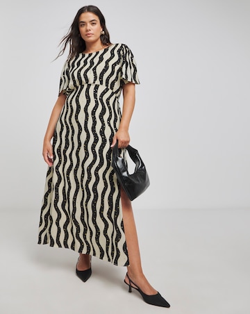 Lovedrobe Gold Foil Smock Maxi Dress