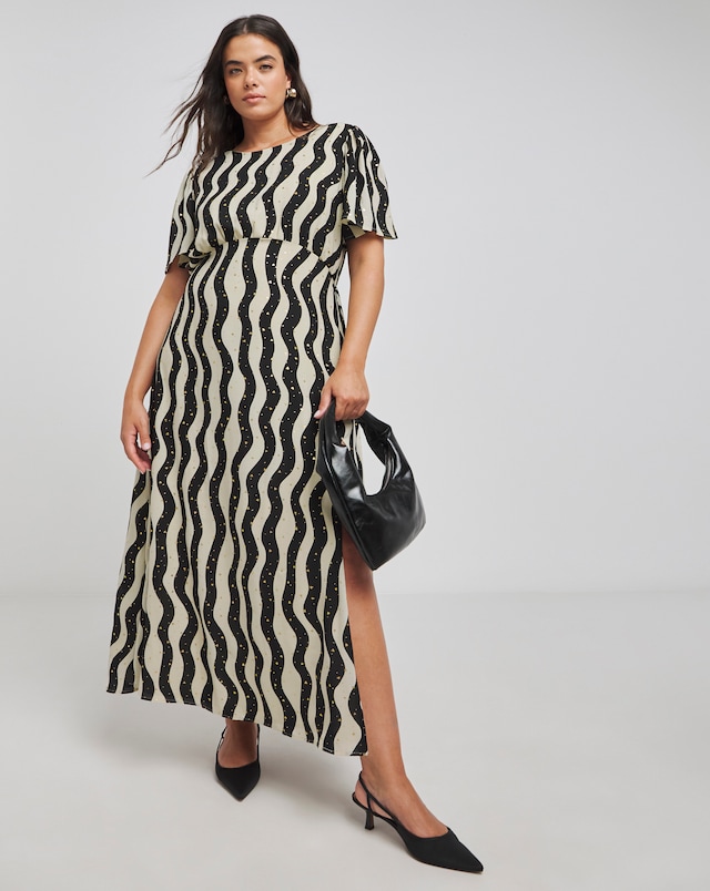 Lovedrobe Gold Foil Smock Maxi Dress
